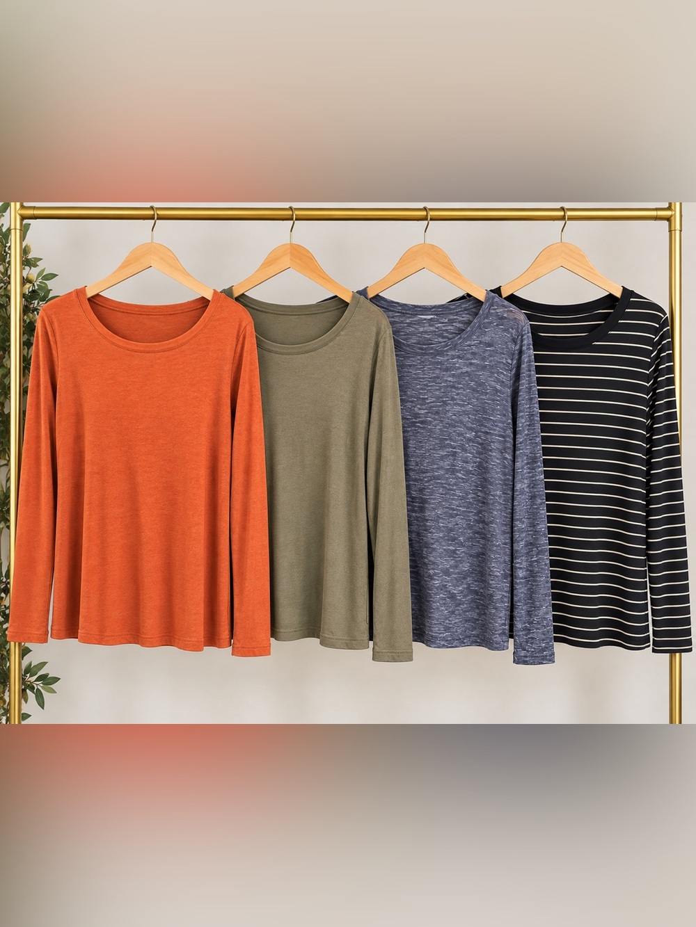 Bundle of 4 🎯 A New Day - Women's Scoop Neck Long-Sleeve Tops